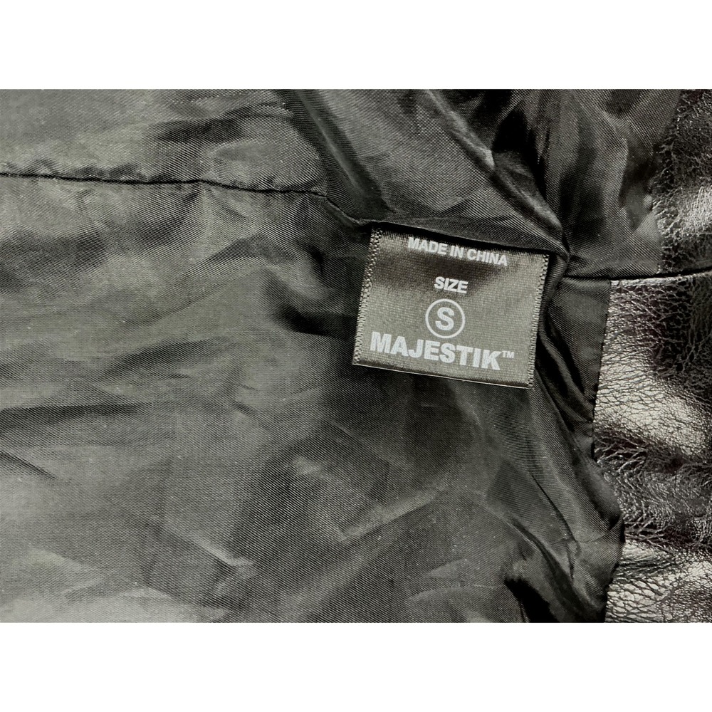 Majestik Graffiti Patch Studded Faux Leather Moto Jacket Unisex Size S - Picture 5 of 6